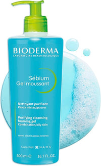 Bioderma Sebium Purifying Cleansing Foaming Gel - Combination to Oily Skin, 500ml